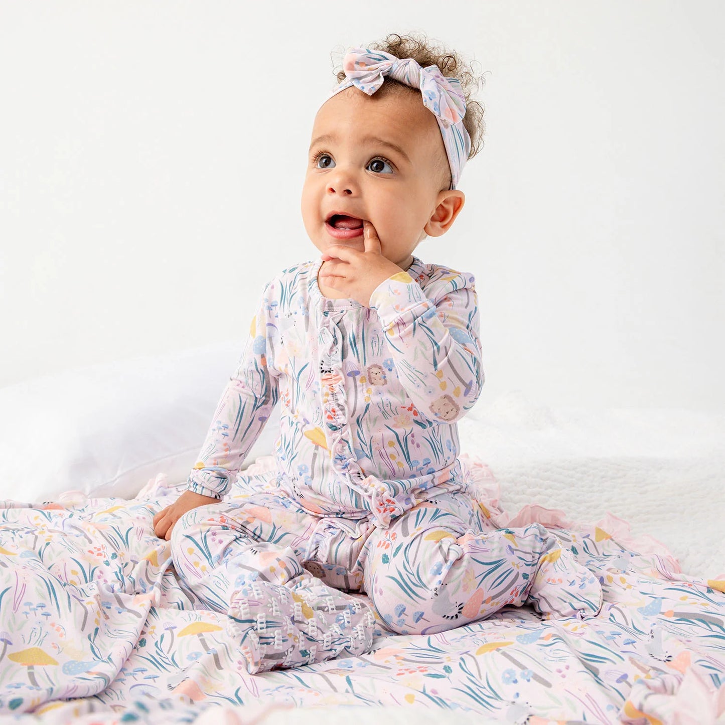 Shrooms & Blooms Ruffle Modal Footie