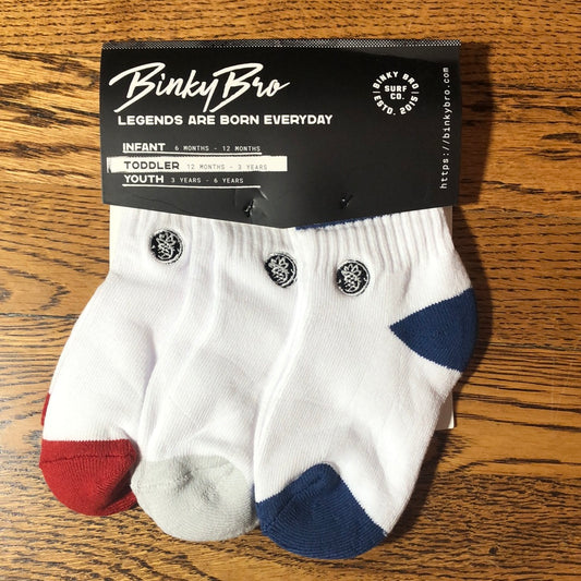 Binky Bro 3-Pack Red/White/Blue Socks Toddler (12m-3y)