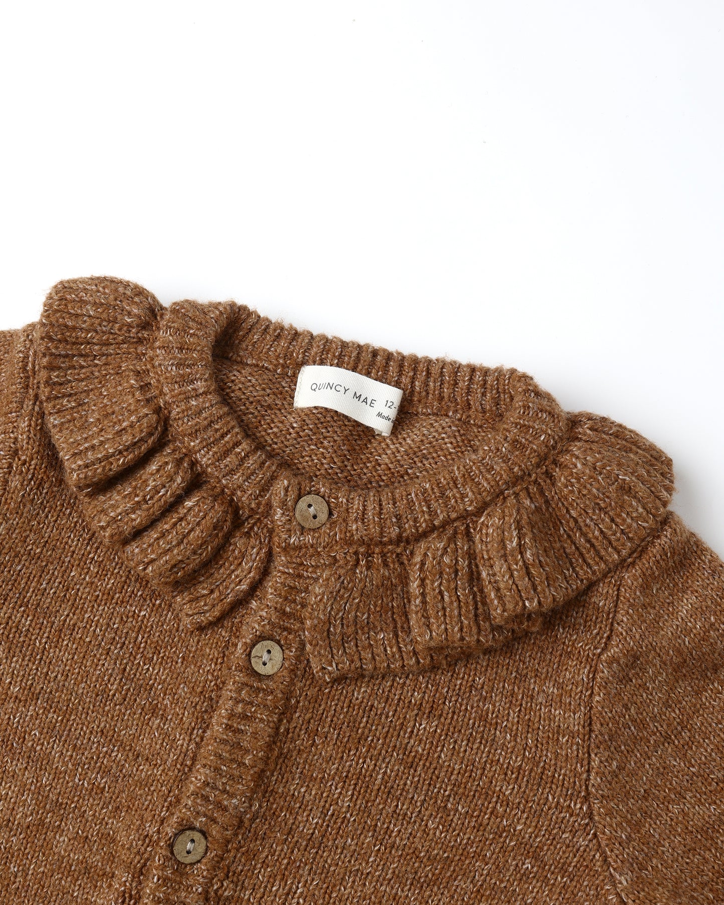 Heathered Cedar Ruffle Collar Cardigan