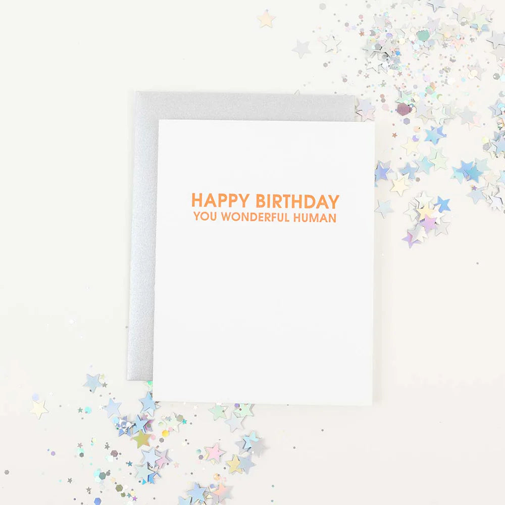 Happy Birthday You Wonderful Human Letterpress Card