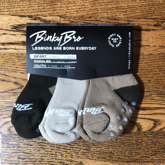Binky Bro 3-Pack Brownie Checks Socks Infant (6m-12m)