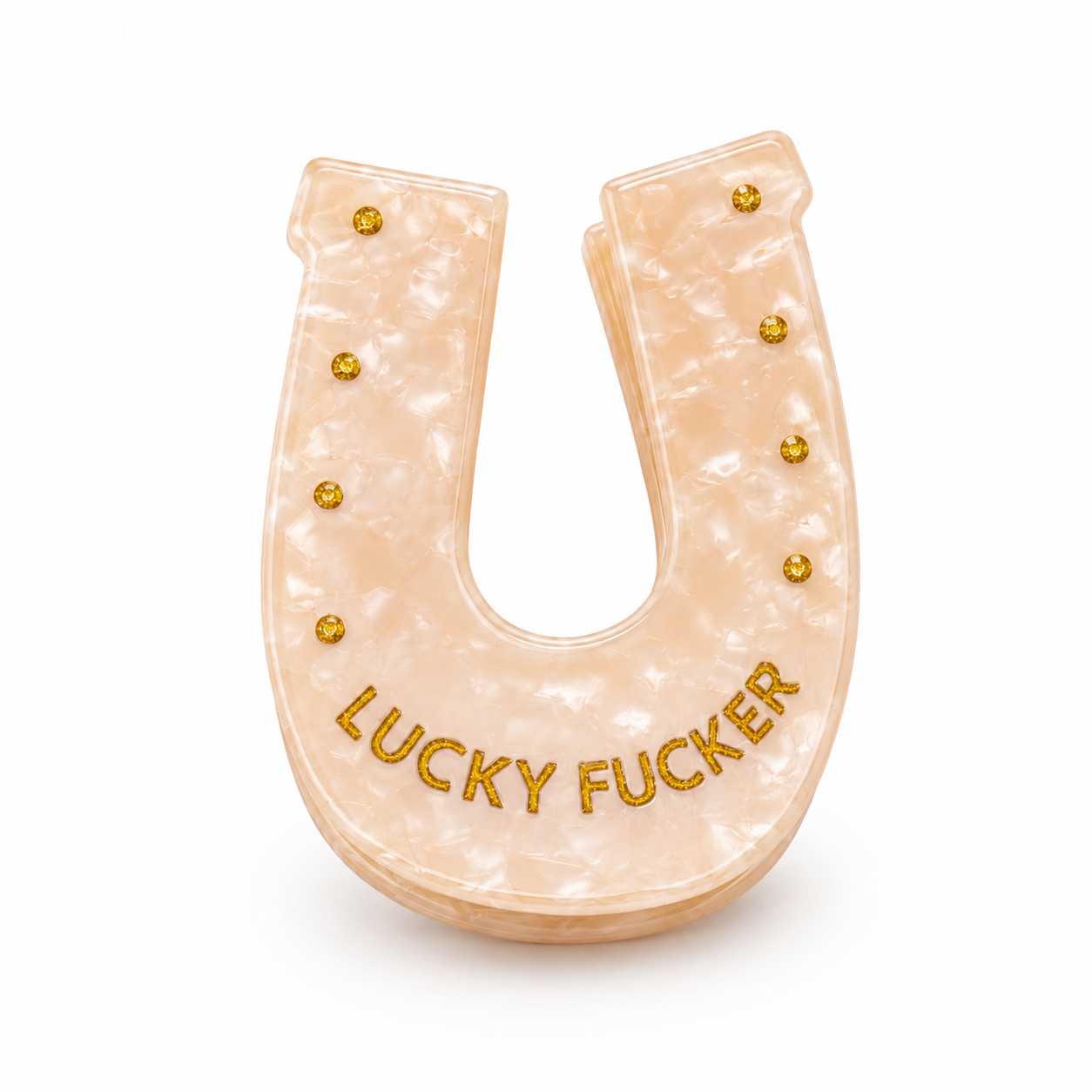 Lucky Fucker - Horseshoe Acetate Hair Claw Clip, Funny Gift