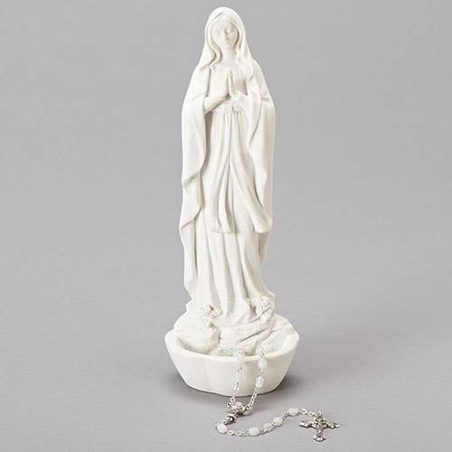 Our Lady of Lourdes White Rosary Holder