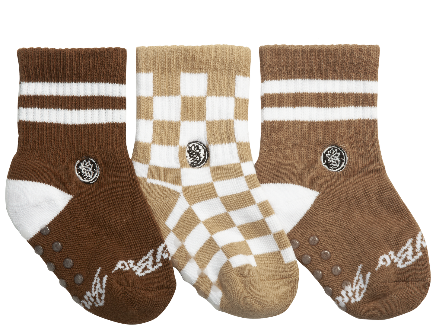 3-Pack Brown Checks Socks
