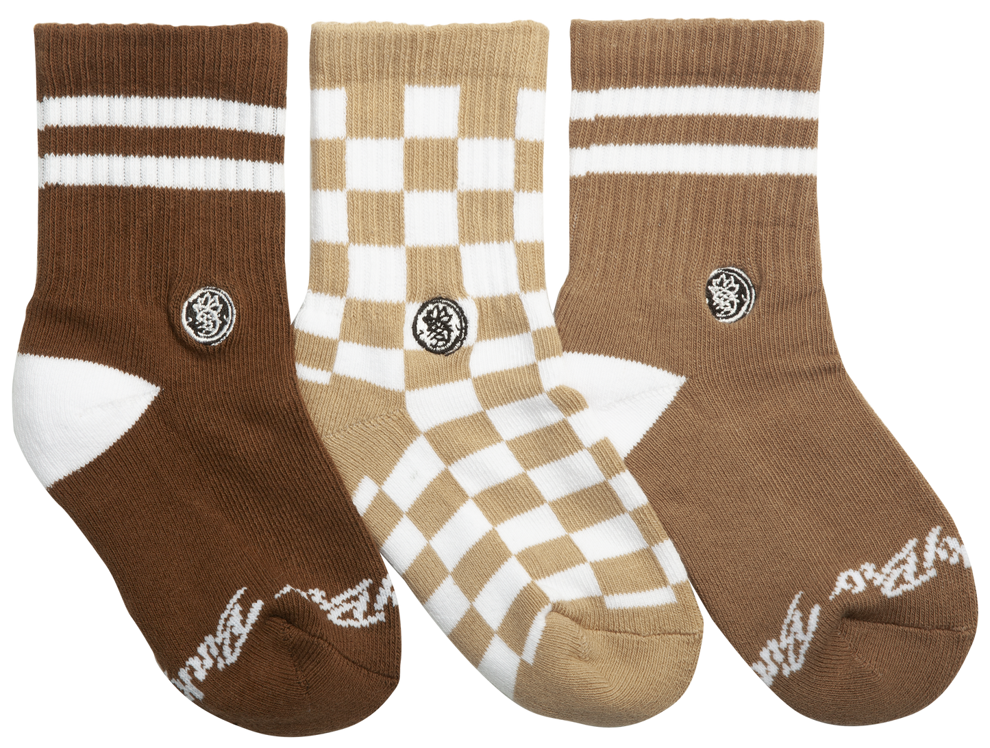 3-Pack Brown Checks Socks