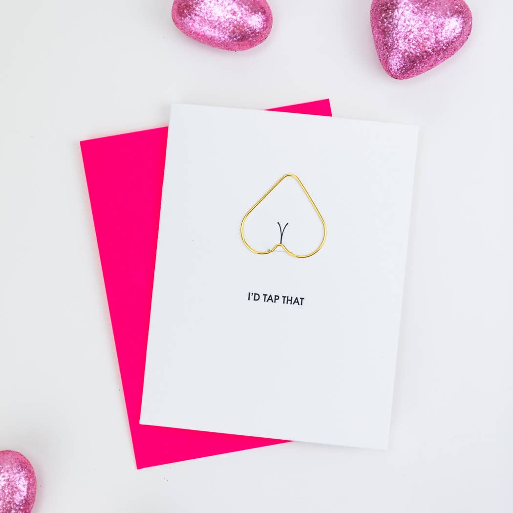 I'd Tap That - Heart Paper Clip Letterpress Greeting Card