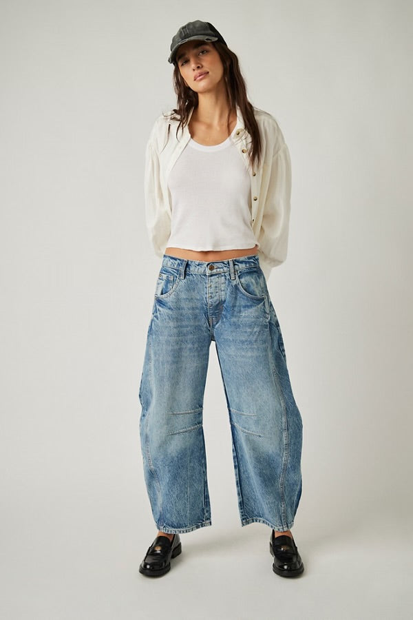 Good Luck Mid Rise Barrel Jeans