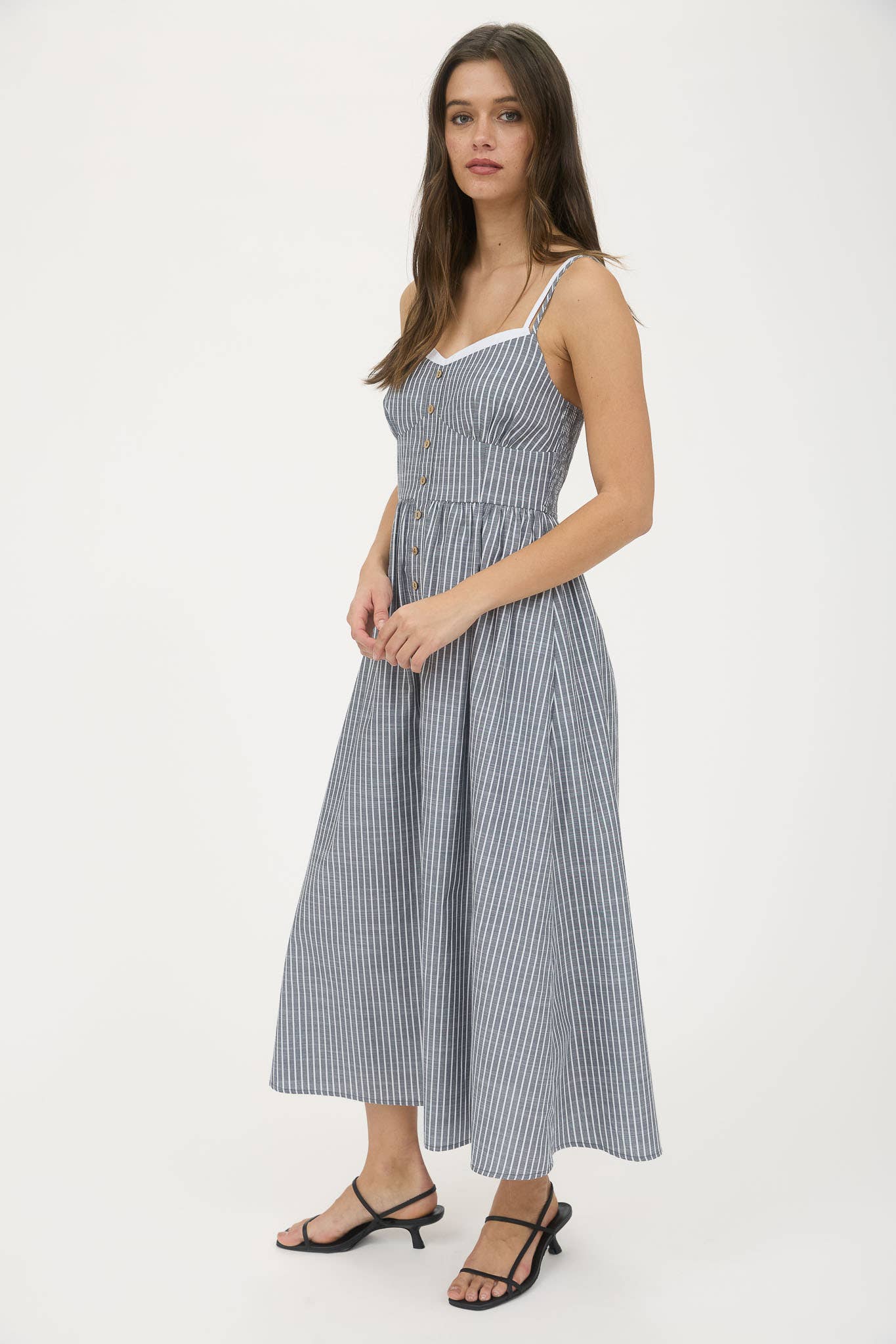 Striped Button Down Midi Dress
