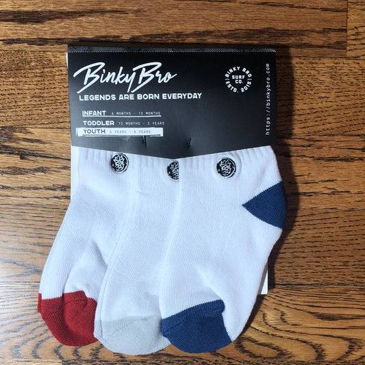 Binky Bro 3-Pack Red/White/Blue Socks Youth (3y- 6y)