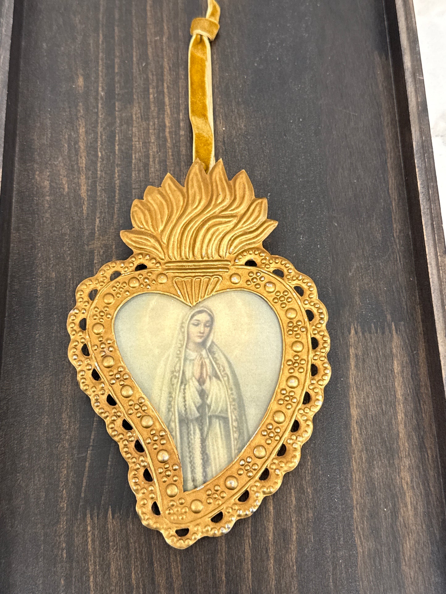 Antique Gold Framed Praying Virgin Mary