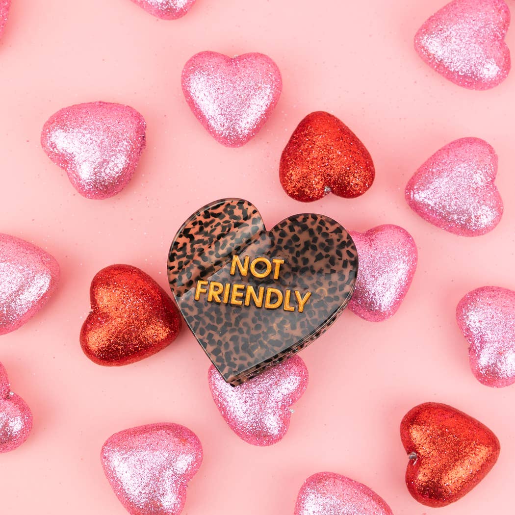 Not Friendly - Heart - Acetate Hair Claw Clip