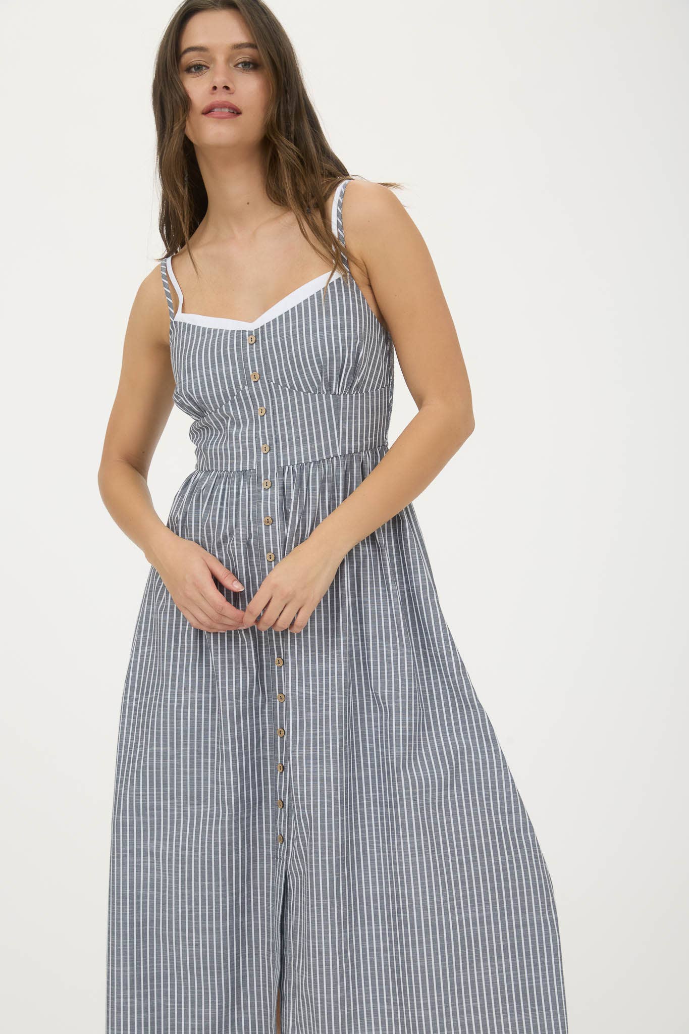 Striped Button Down Midi Dress