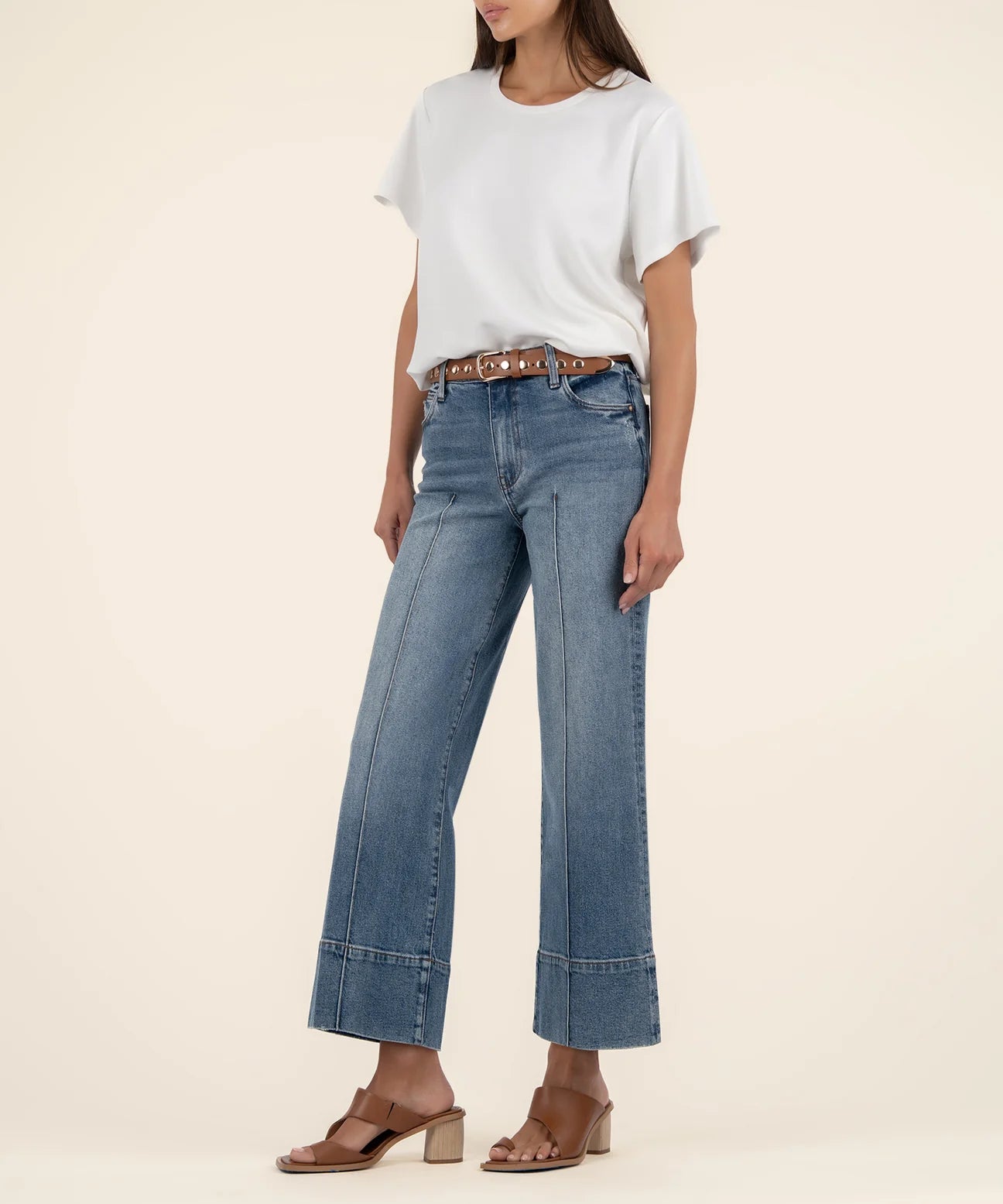 Pin Tuck Meg Wide Leg Jeans