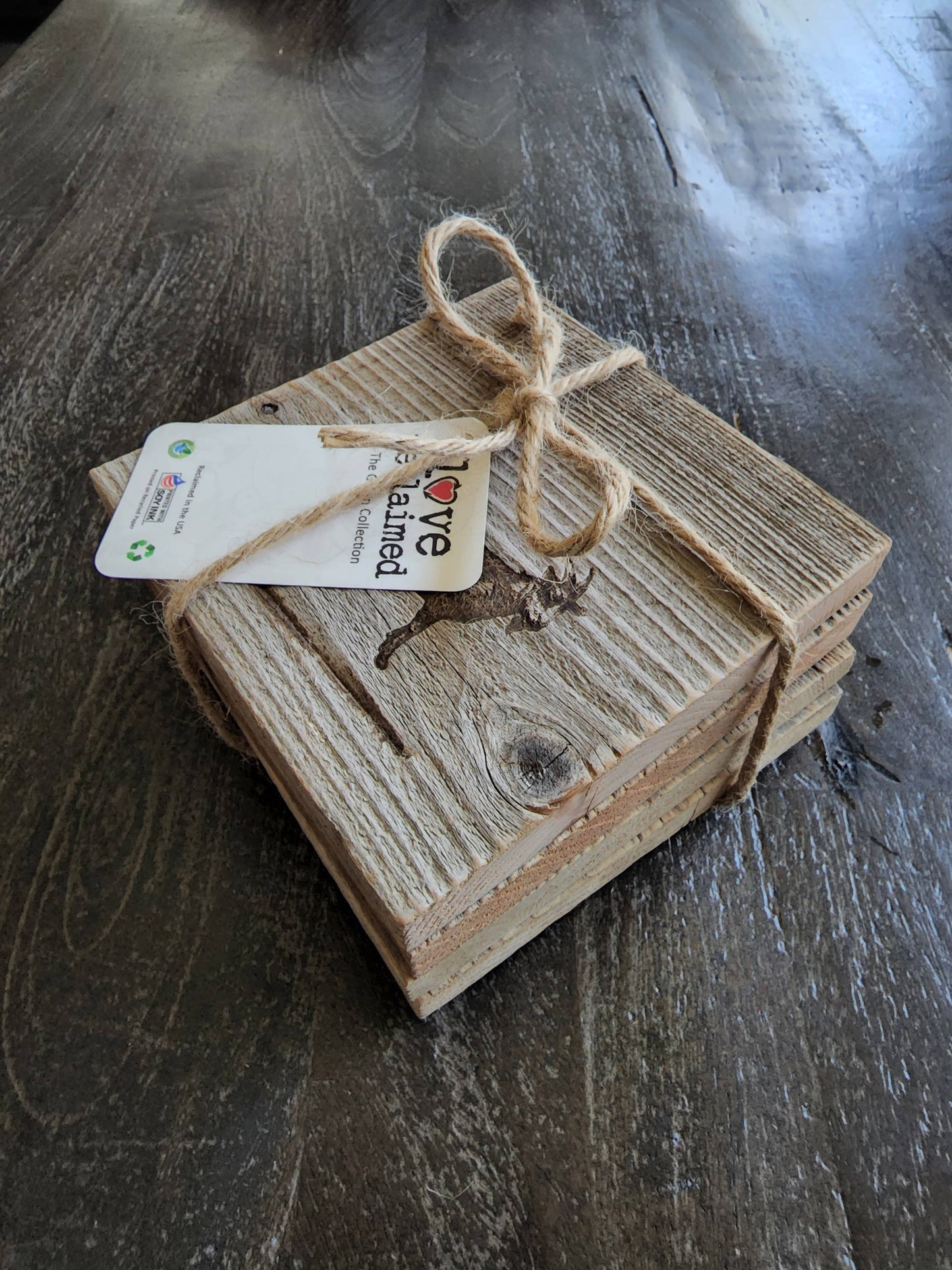 Reclaimed Wood Coasters (Set of 4) - Farm Animals