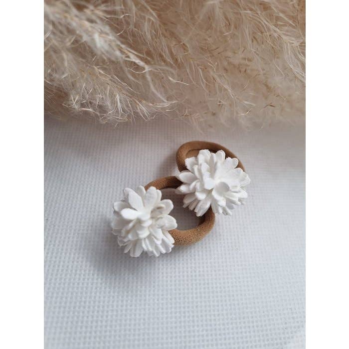 White Flower Hair Tie (set of 2)