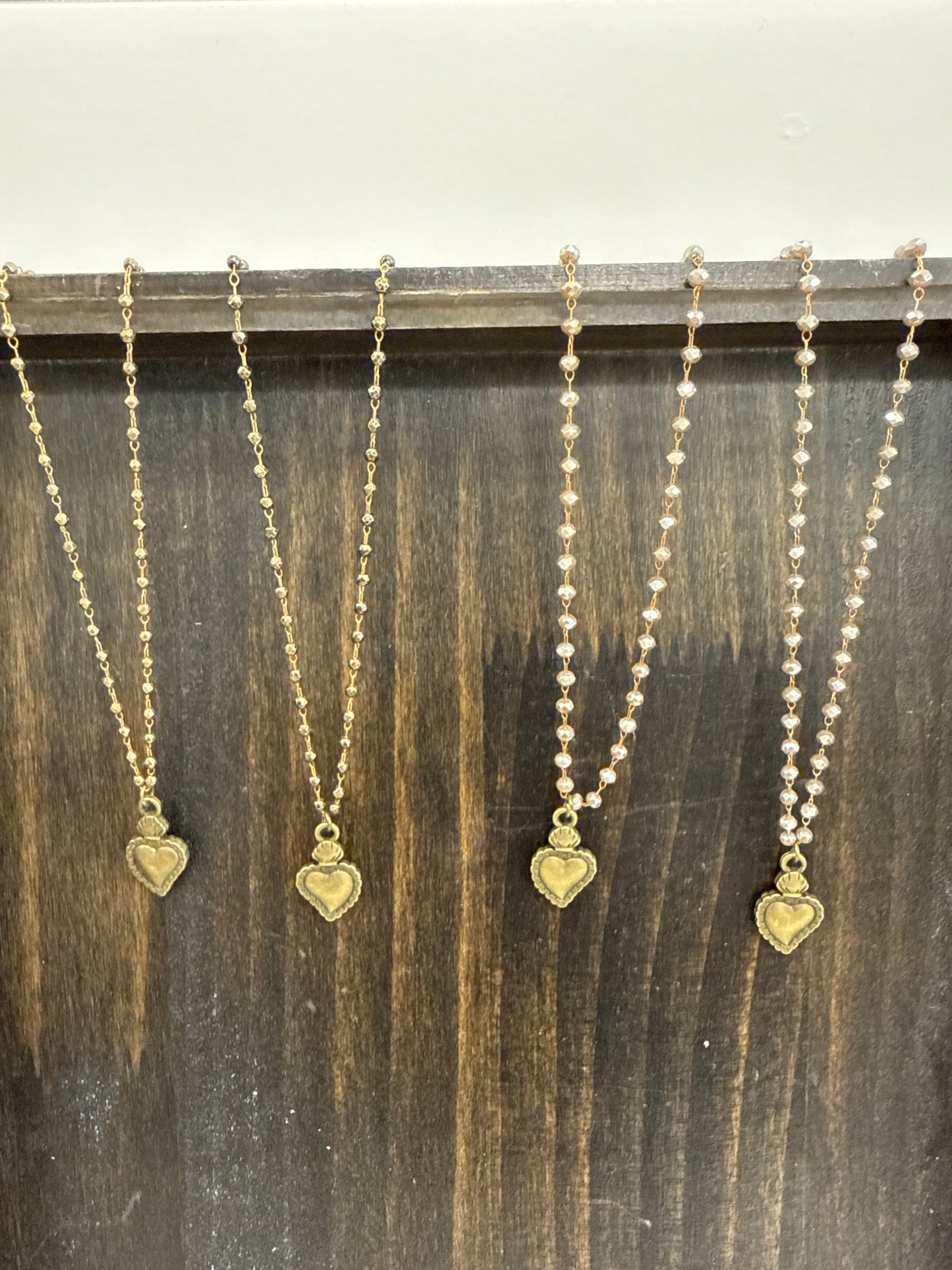 Bronze Heart Crystal Necklace