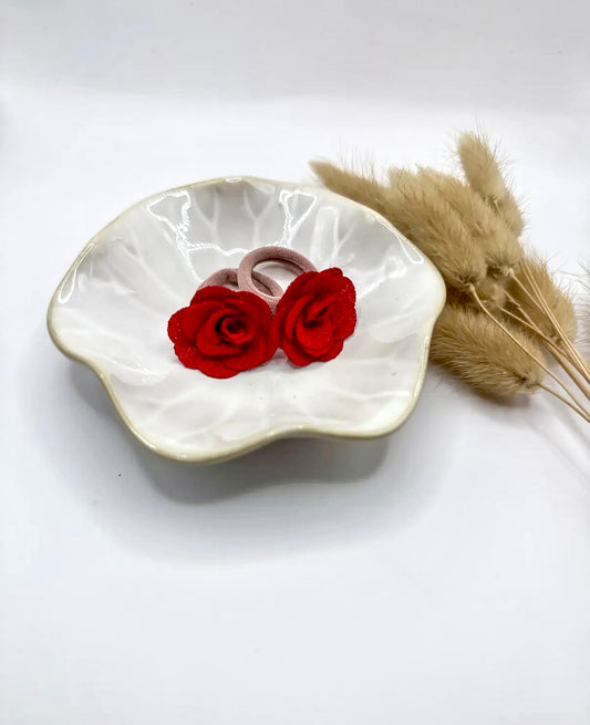Red Rosette Hair Ties Set