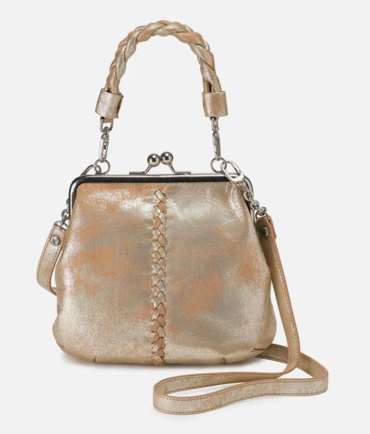 Alba Frame Crossbody in Metallic Honey Gold