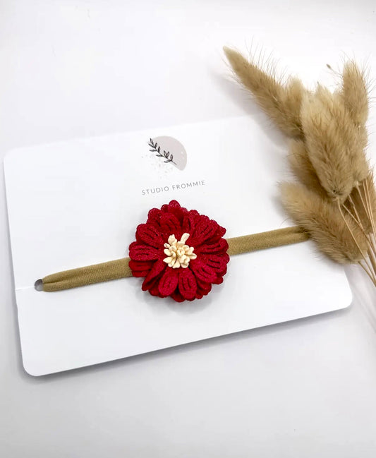 Floral Single Red Nylon Headband