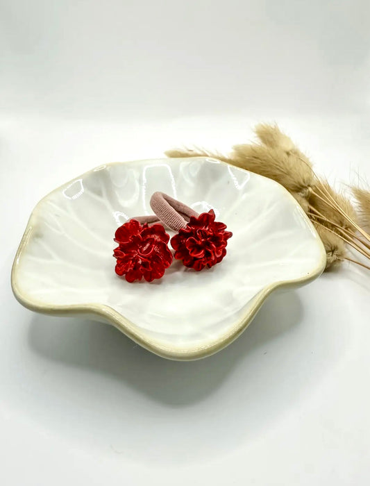 Red Floral Hair Tie Set