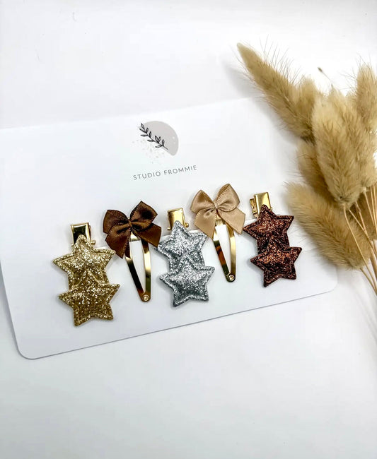 Shimmering Stars & Bows Barrette Set