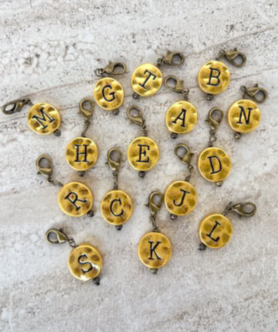 Vintage Gold Circle Letter Charms