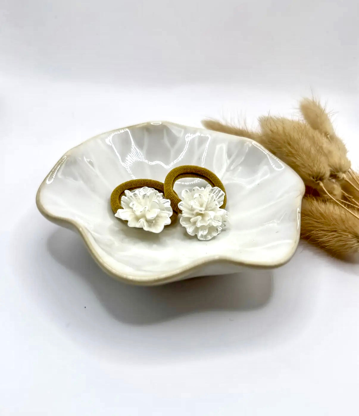 Ivory Floral Hair Tie Set