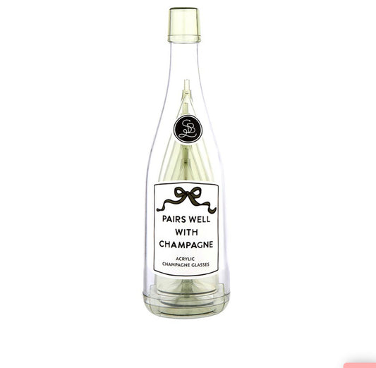 Pairs Well Acrylic Bottle with Champagne Glasses