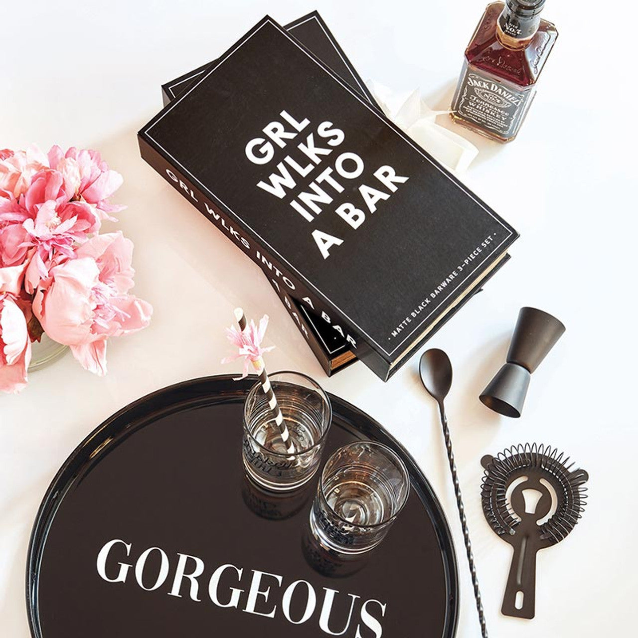Matte Black Barware Book Box - Grl Wlks Into a Bar