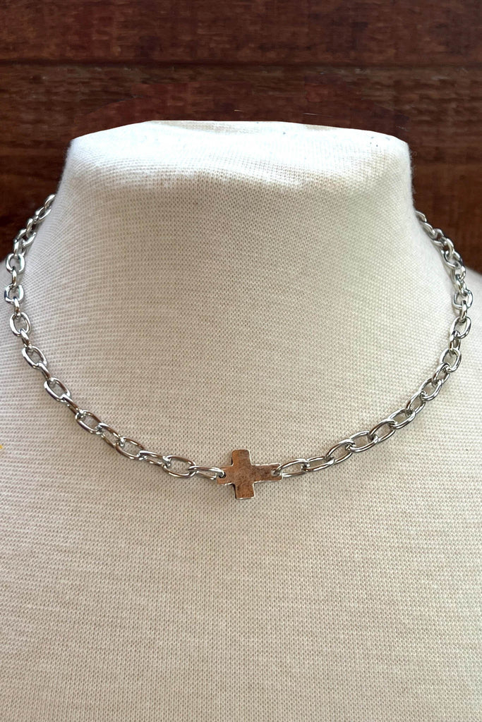 Aviva Silver Cross Necklace