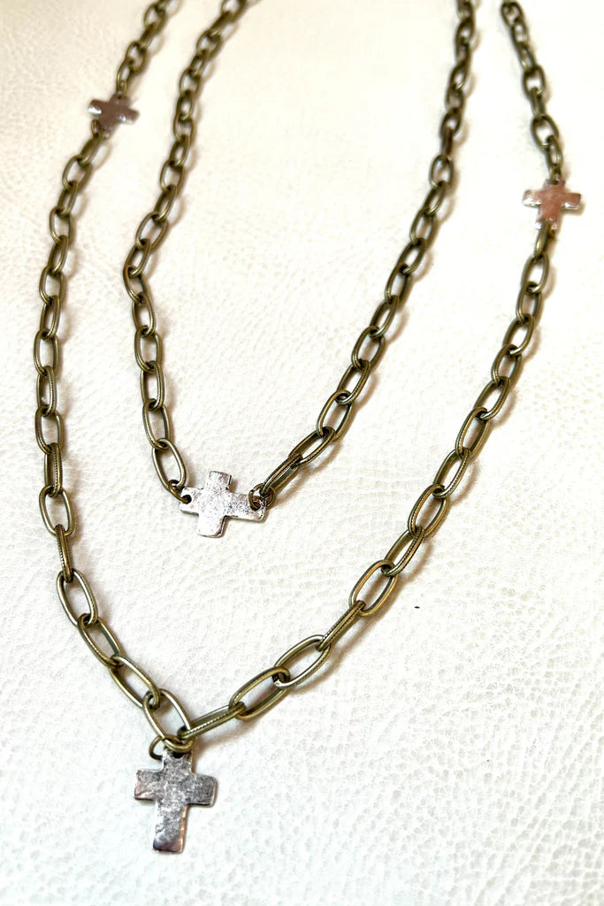 Marsha Bronze Cross Versatile Necklace