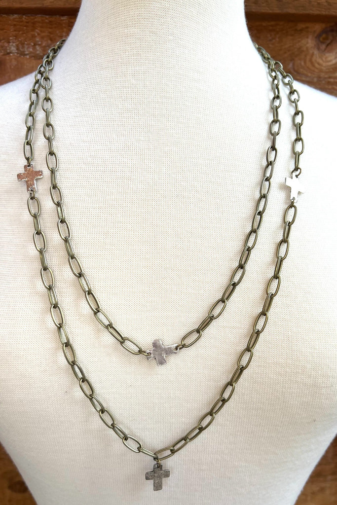 Marsha Bronze Cross Versatile Necklace