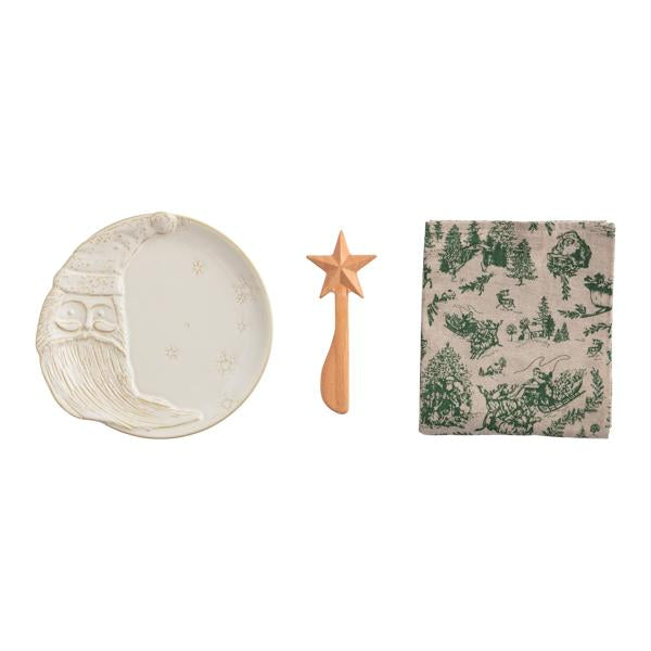 Santa & Moon Christmas Appetizer Plate Set