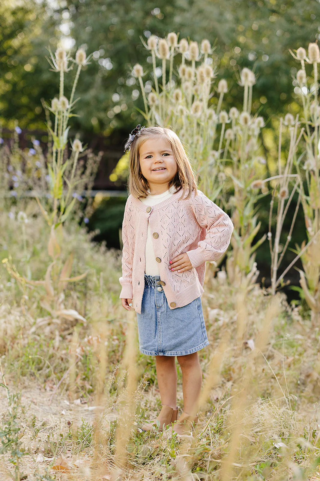 Pink Pointelle Cardigan
