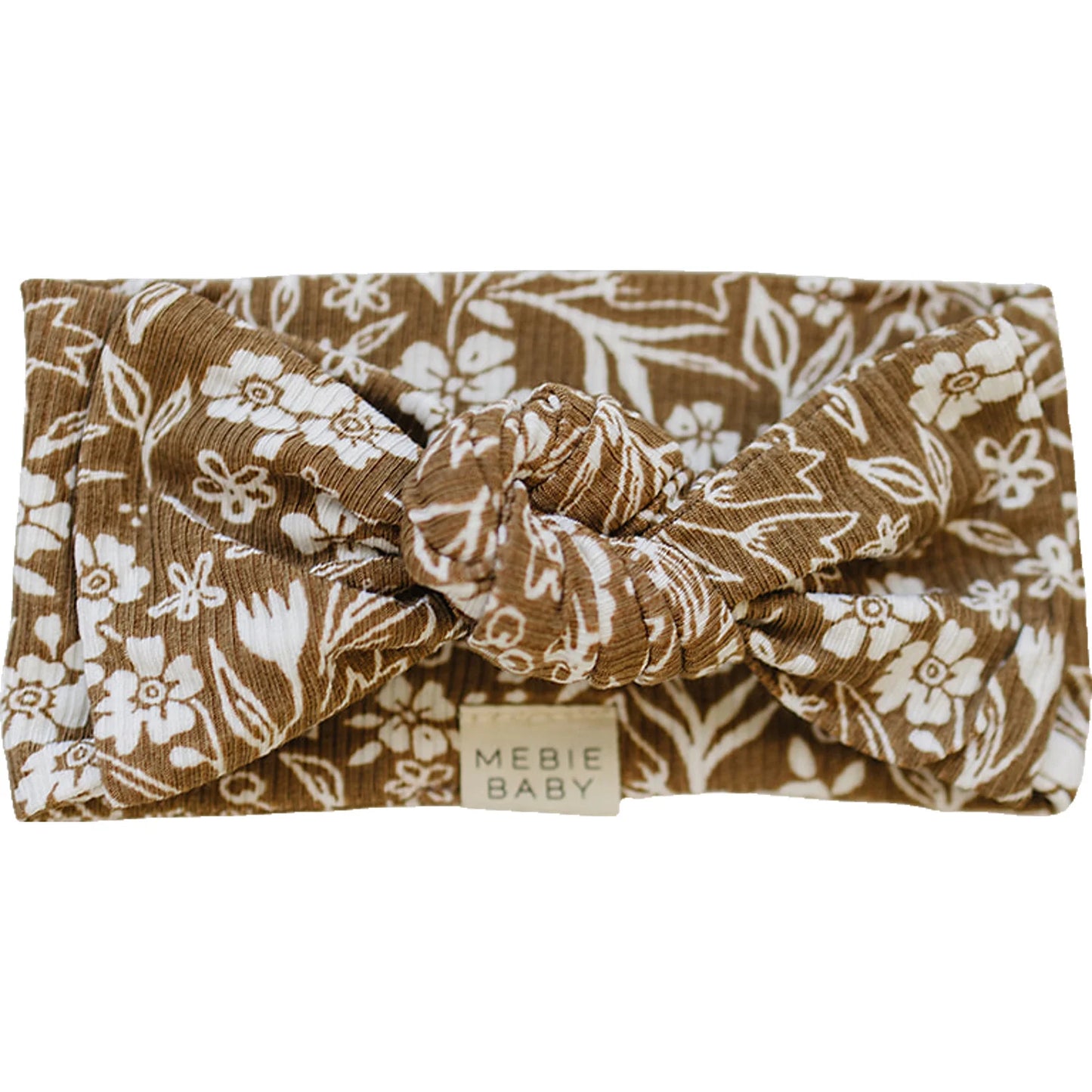 Brown Floral Ribbed Bamboo Knot Gown & Headband