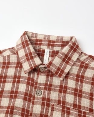 Red Plaid Collared Longsleeve Shirt