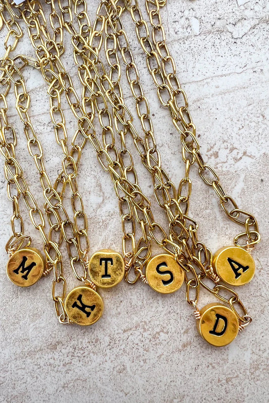 Initial Circle Gold Charm Gold Chain