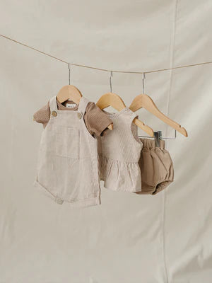 Tan Stripe Peplum Set