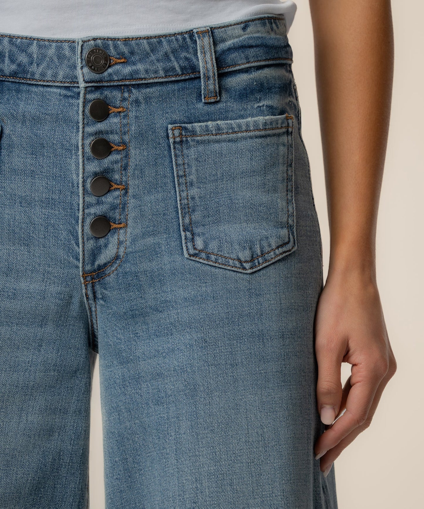 Blake High Rise Super Wide Leg with Patch Pockets Raw Hem