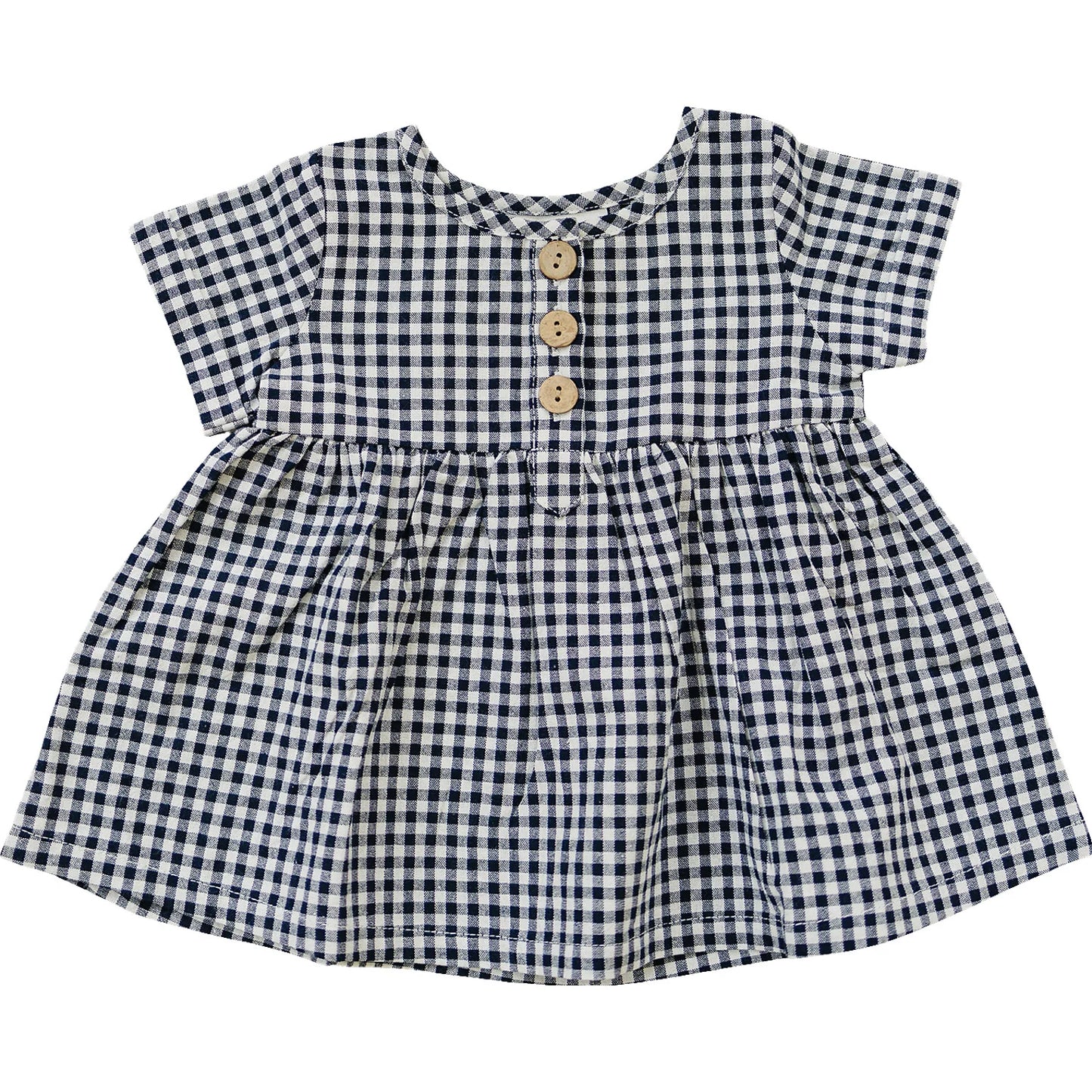 Navy Gingham Linen Dress
