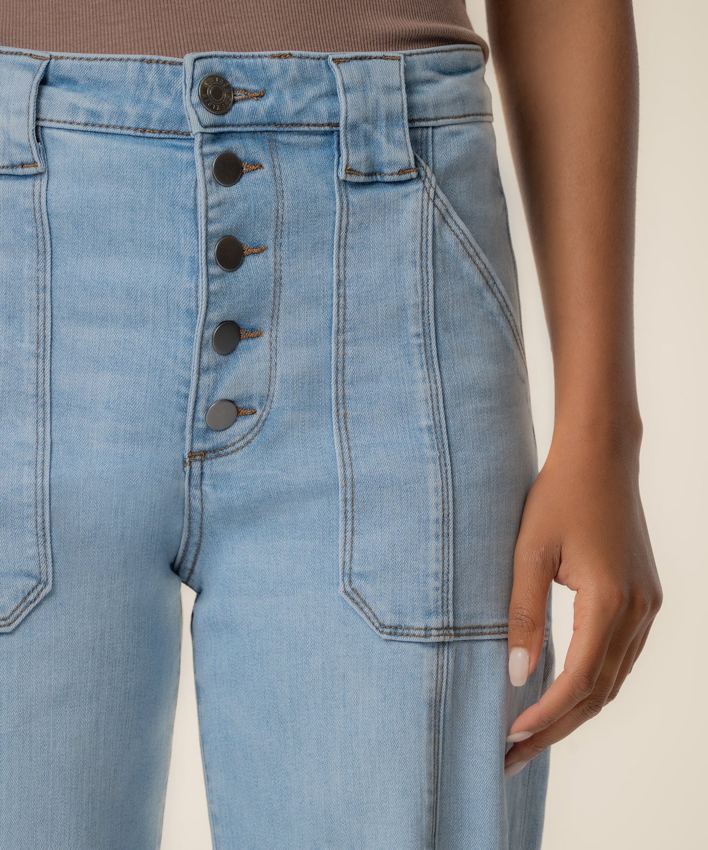 Meg Raw Hem Exposed Buttons Wide Leg
