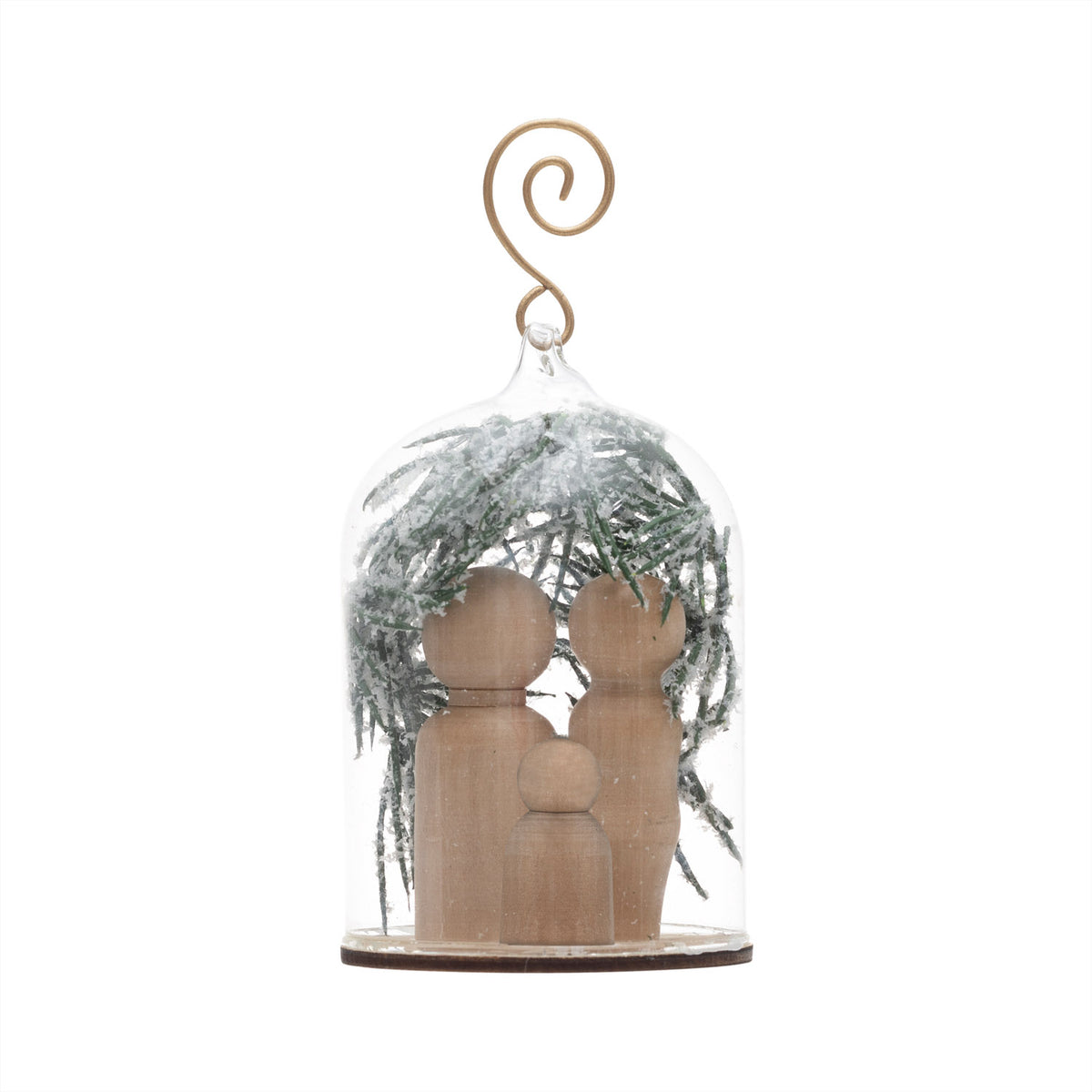 Glass cloche ornament with Holy Family