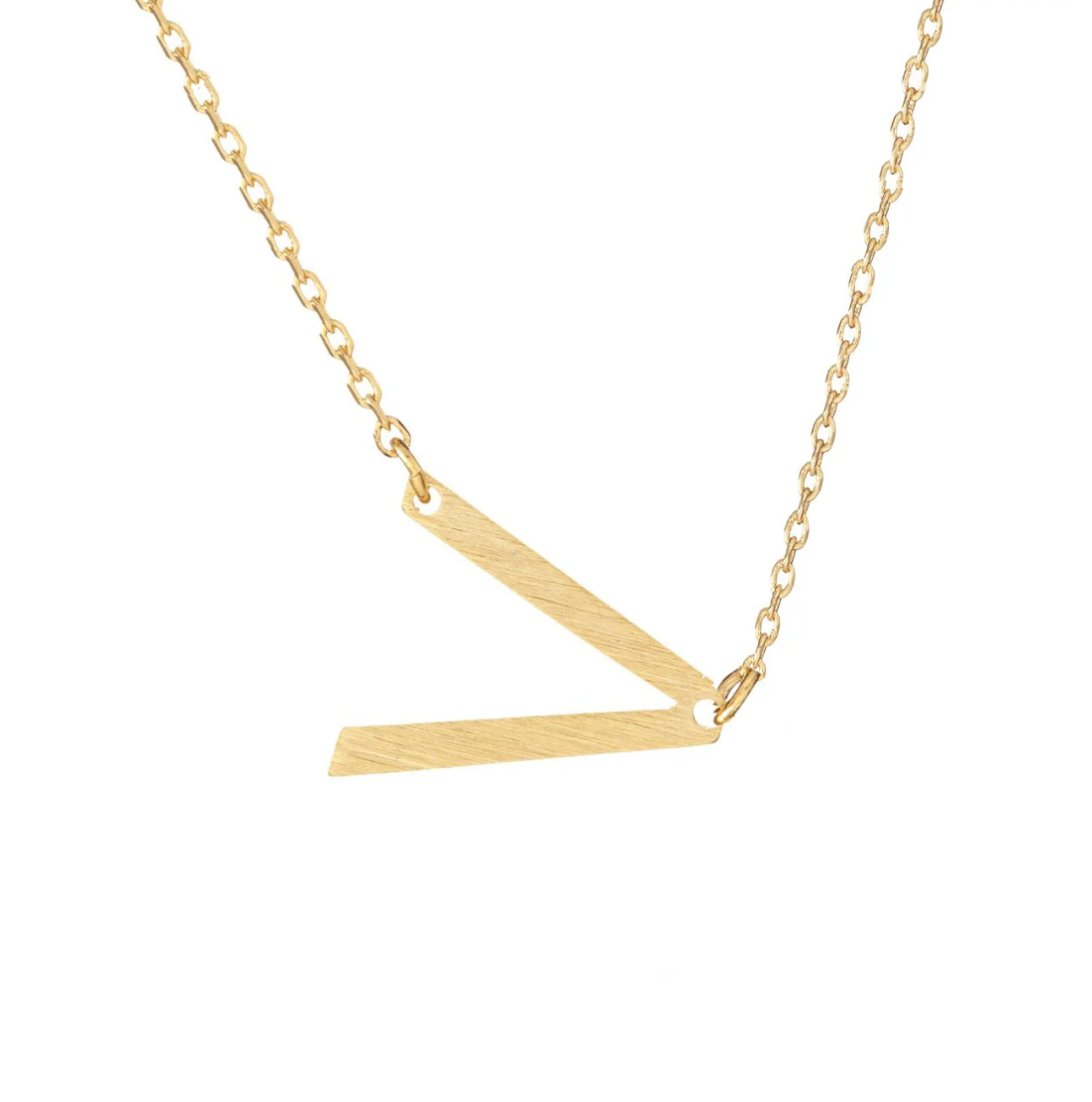 Etched Angled Initial Necklace