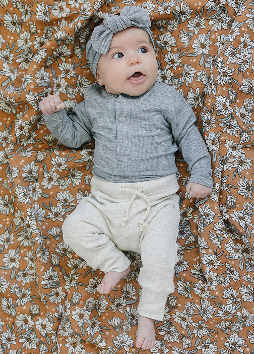 Bamboo Snap Ribbed Bodysuit - Heather Grey