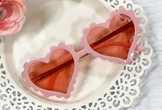 The Hair Bow Company Pink Heart Scalloped Glasses
