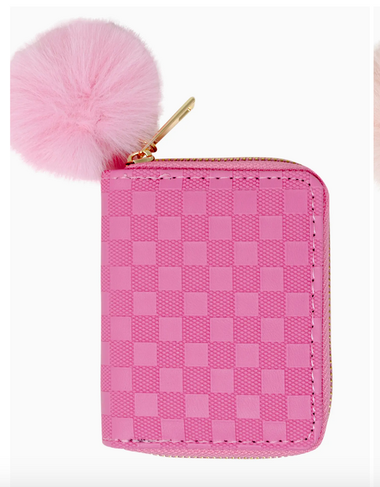 Zomi Gem Hot Pink Checker Canvas Wallet