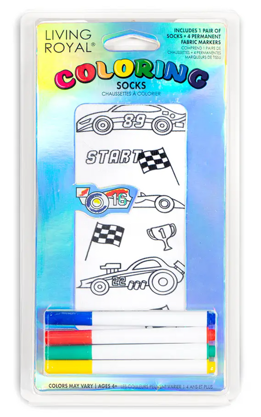 Living Royal Coloring Socks Race Car