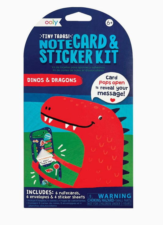 Ooly Tiny Tadas! Note Cards & Sticker- Dinos & Dragons