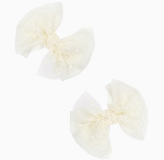 Baby Bling  2pk Tulle Baby Fab Clip Ivory