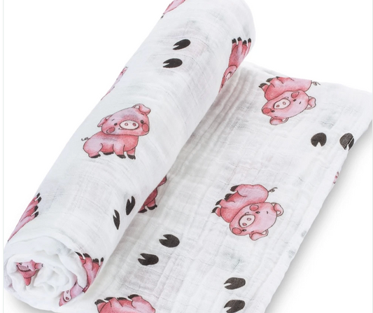 Lolly Banks Farm Animal Pigs Baby Swaddle Blankets